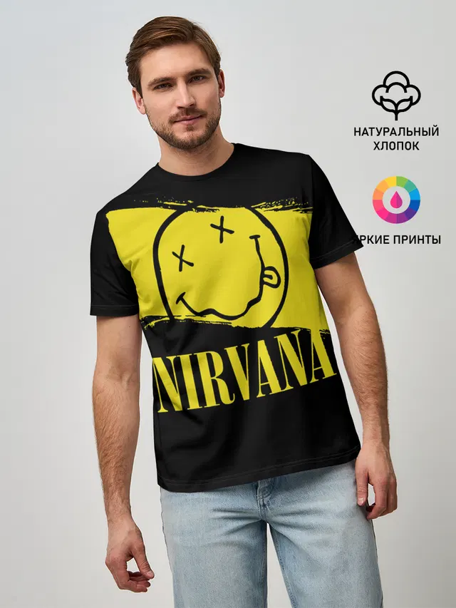 Мужская базовая футболка с принтом «Nirvana»