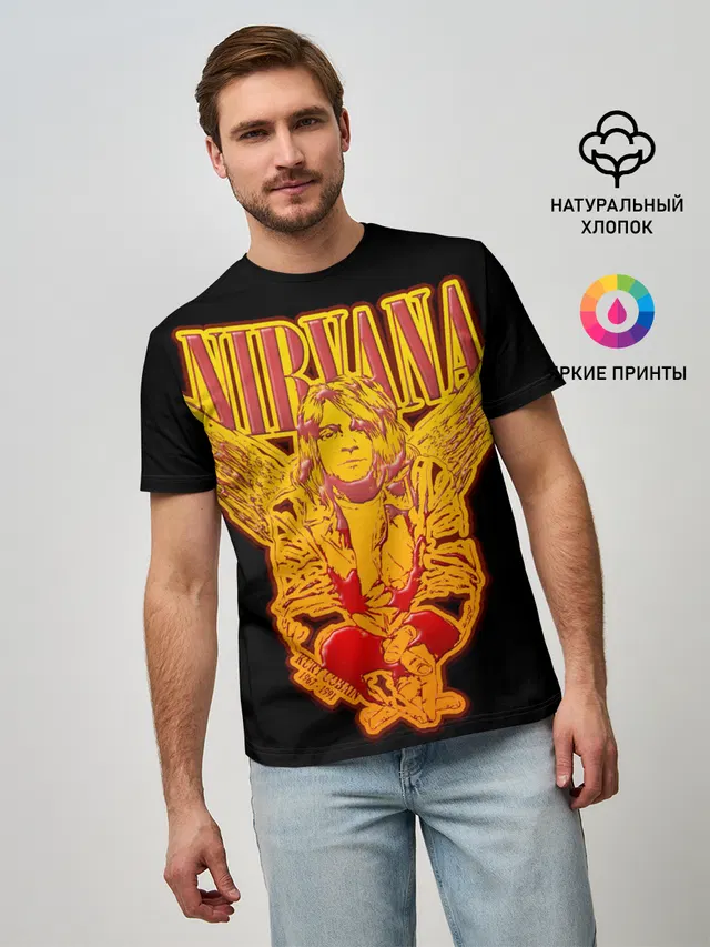 Мужская базовая футболка с принтом «Nirvana»