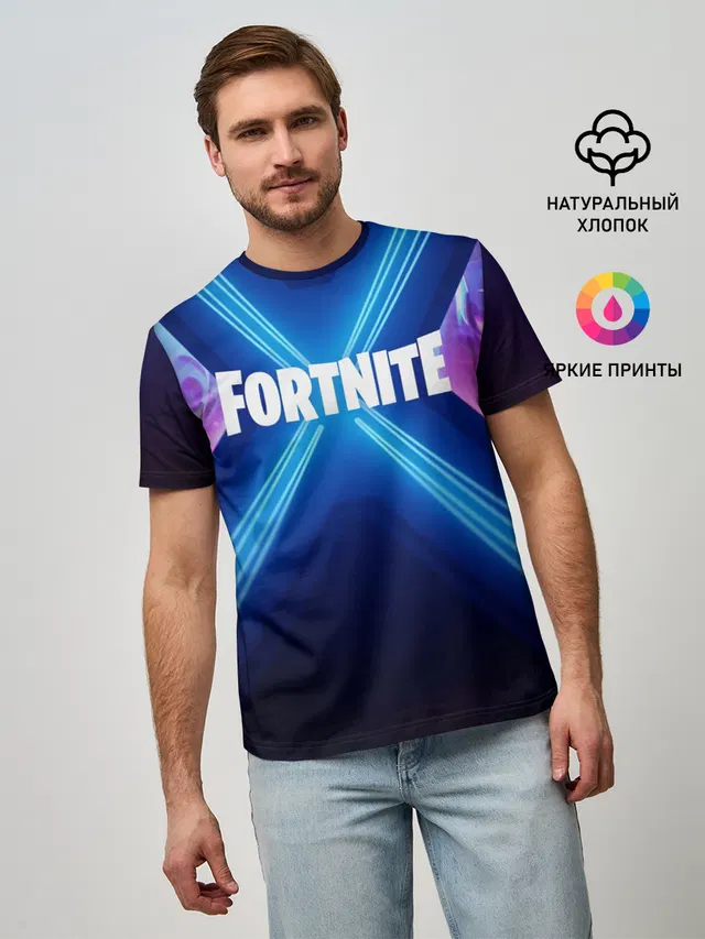Мужская базовая футболка с принтом «Фортнайт — FORTNITE X»