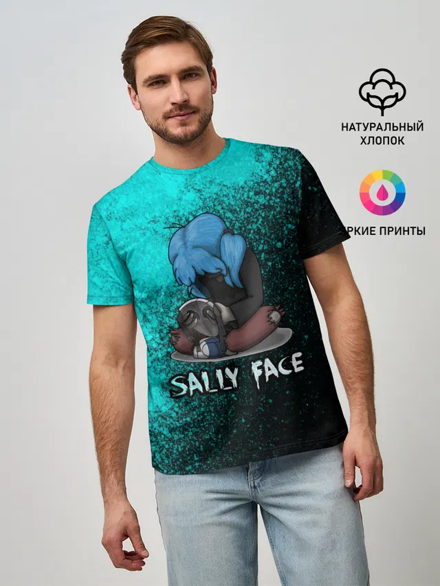 Мужская базовая футболка с принтом «Sally Face»