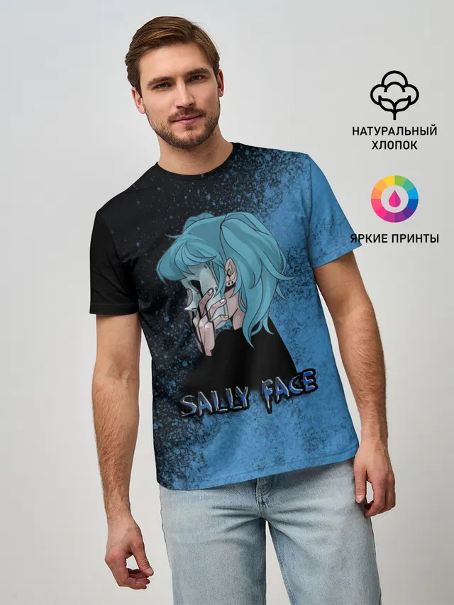 Мужская базовая футболка с принтом «Sally Face»