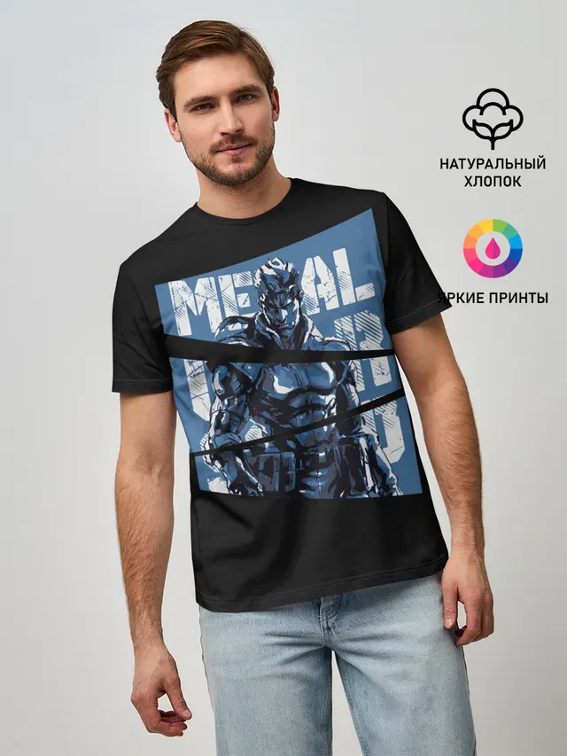 Мужская базовая футболка с принтом «Solid Snake»
