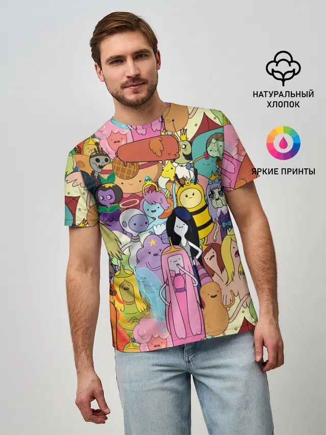 Мужская базовая футболка с принтом «Время приключений — Adventure time»