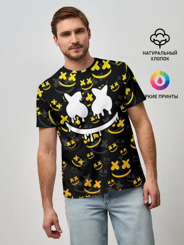 Мужская базовая футболка с принтом «Marshmello»