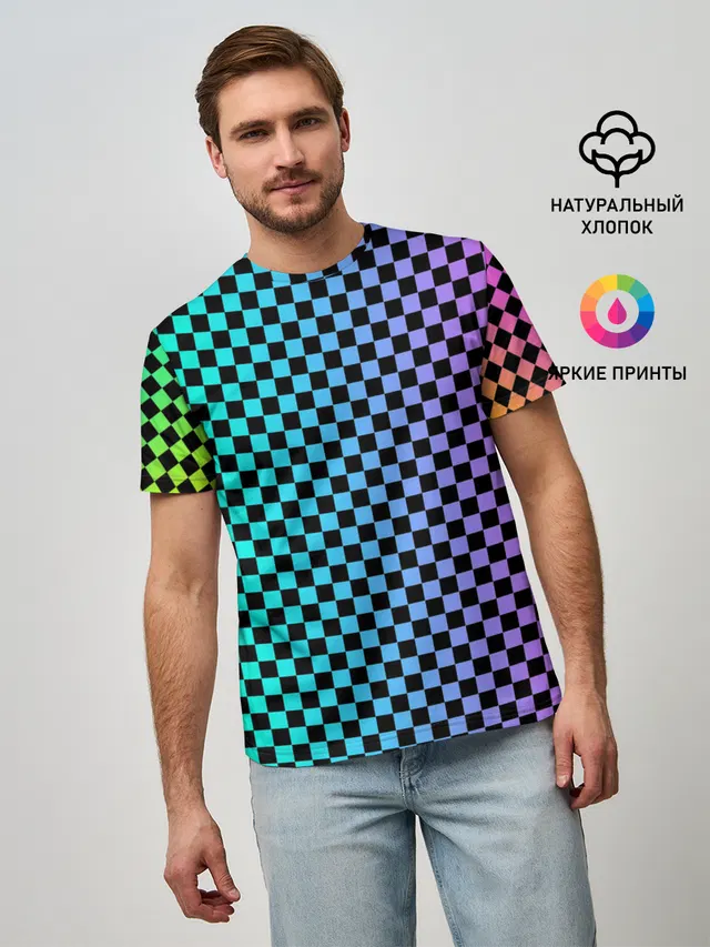 Мужская базовая футболка с принтом «Френдзона — Checkerboard Color»