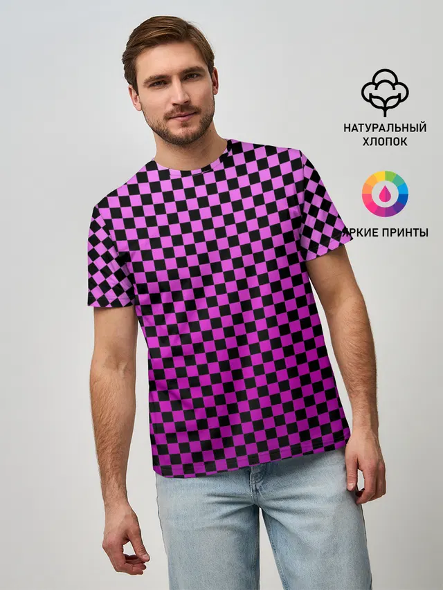 Мужская базовая футболка с принтом «Френдзона — Checkerboard Color»