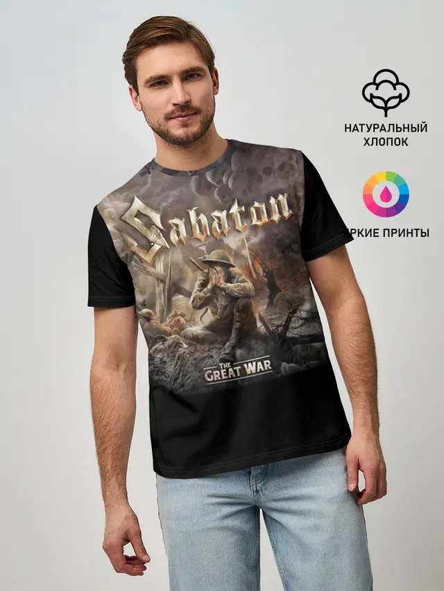 Мужская базовая футболка с принтом «Sabaton»