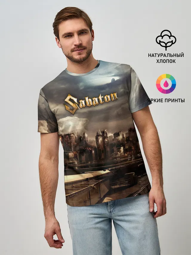 Мужская базовая футболка с принтом «Sabaton»