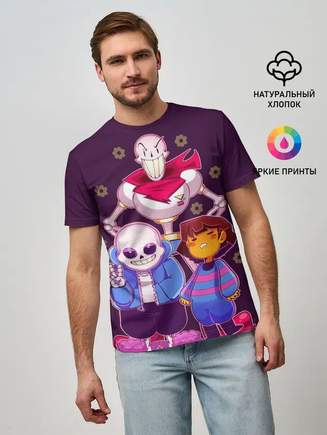Мужская базовая футболка с принтом «Персонажи Undertale»