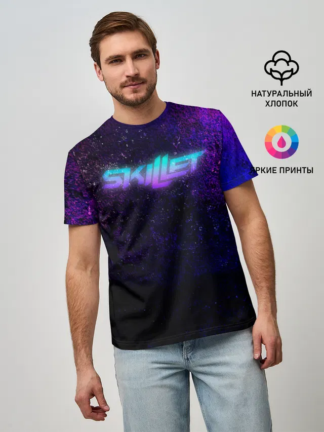 Мужская базовая футболка с принтом «Neon print»