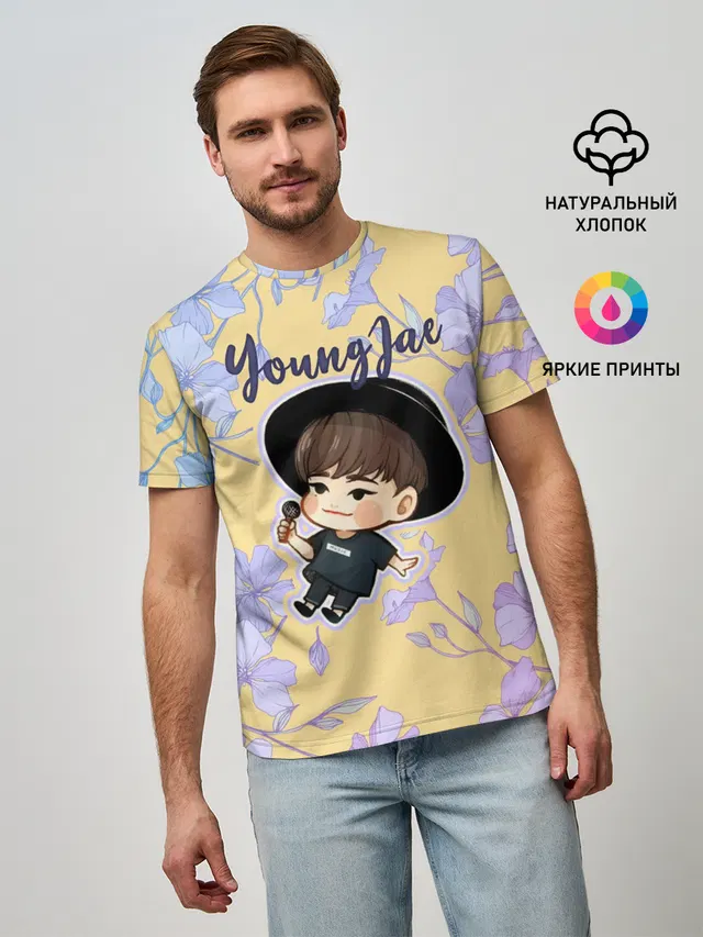 Мужская базовая футболка с принтом «GOT7 — YoungJae»