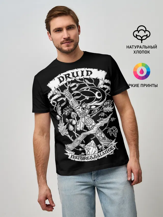 Мужская базовая футболка с принтом «Druid»