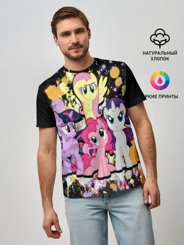 Мужская базовая футболка с принтом «My Little Pony»