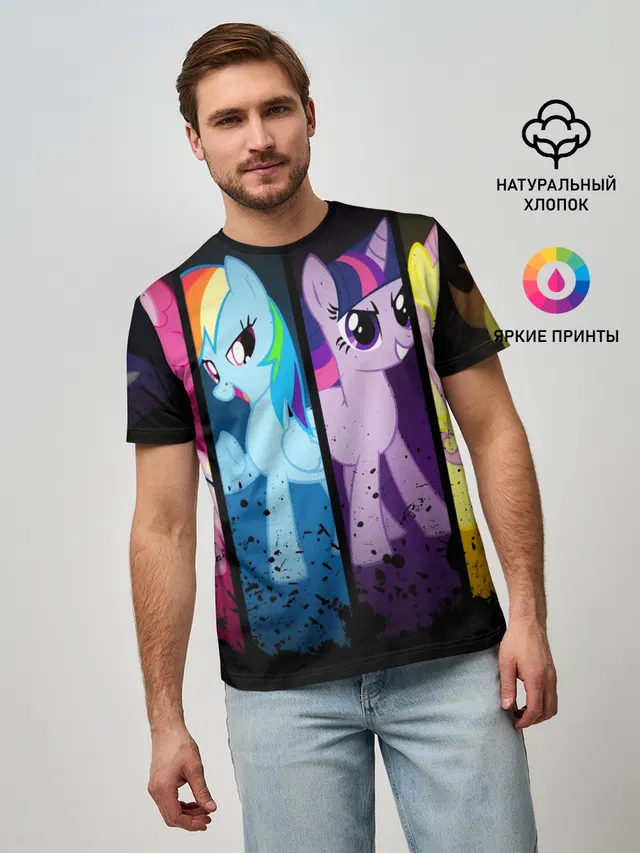 Мужская базовая футболка с принтом «My Little Pony»
