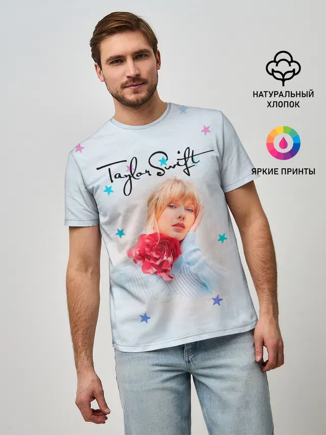Мужская базовая футболка с принтом «Taylor Swift»