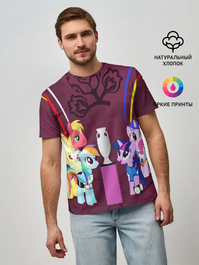Мужская базовая футболка с принтом «Pony»