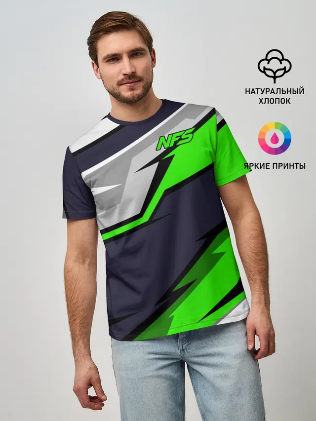 Мужская базовая футболка с принтом «Racing livery — Need for Speed»