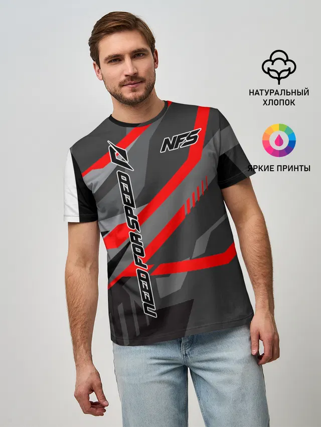Мужская базовая футболка с принтом «geometric pattern — Need for Speed»