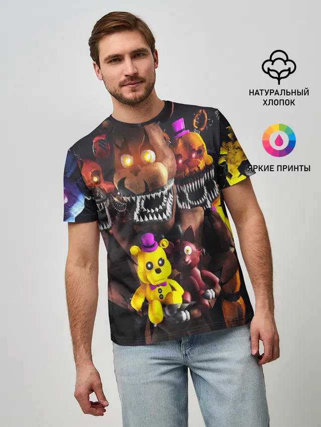 Мужская базовая футболка с принтом «Nightmare Freddy — FIVE NIGHTS AT FREDDYS»