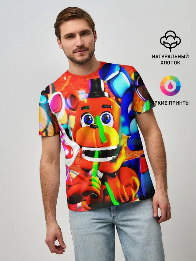 Мужская базовая футболка с принтом «Freddy Fazbear — FIVE NIGHTS AT FREDDYS»