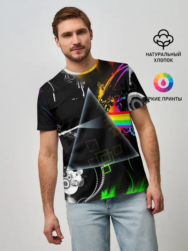Мужская базовая футболка с принтом «Rainbow spectrum»
