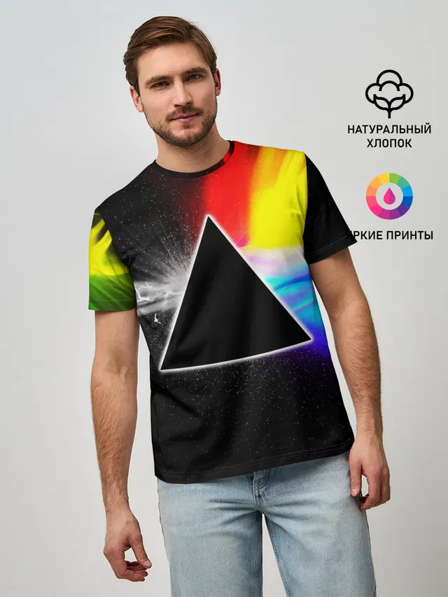 Мужская базовая футболка с принтом «Rainbow»