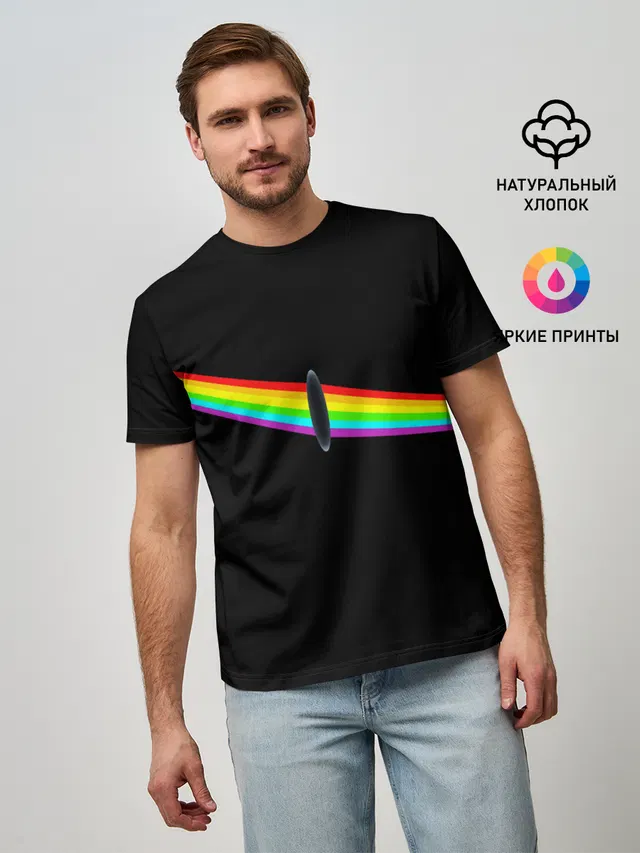 Мужская базовая футболка с принтом «Rainbow»
