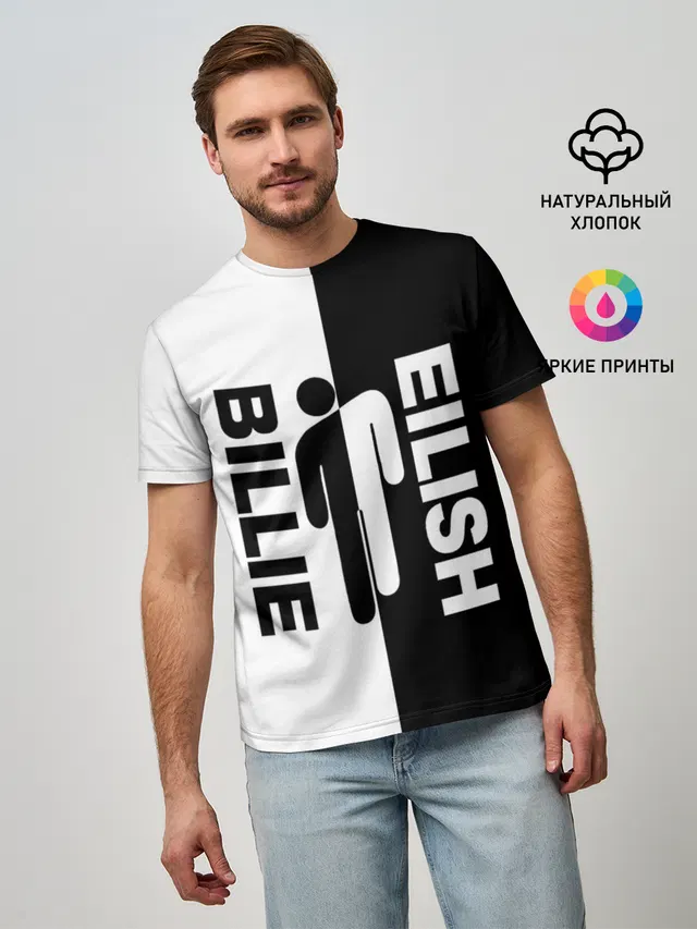 Мужская базовая футболка с принтом «Billie Eilish»