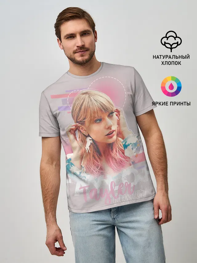 Мужская базовая футболка с принтом «Taylor Swift»