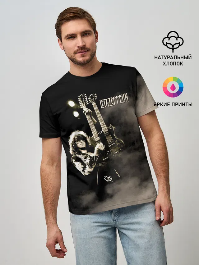 Мужская базовая футболка с принтом «Jimmy Page»