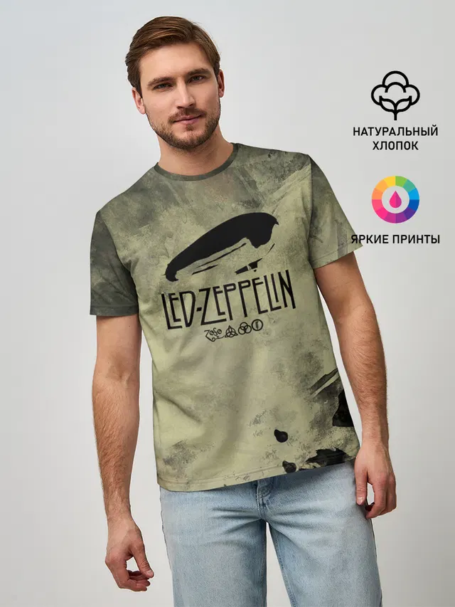 Мужская базовая футболка с принтом «Led Zeppelin»