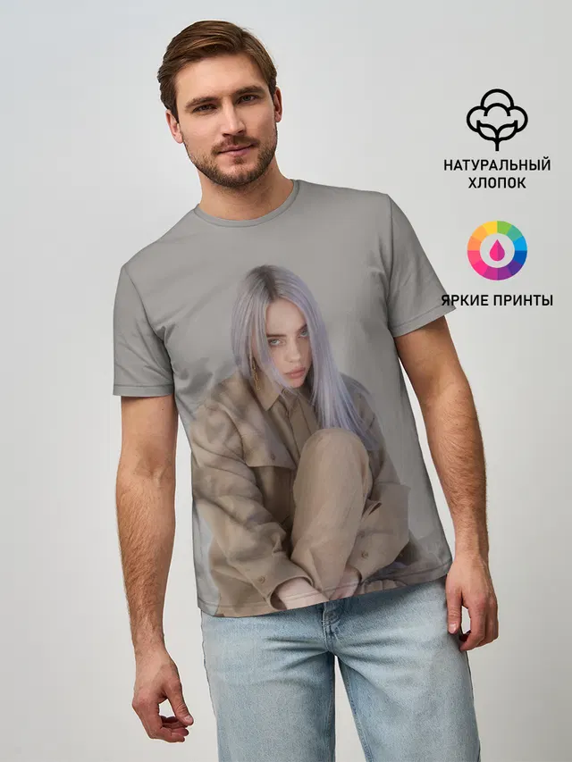 Мужская базовая футболка с принтом «Billie Eilish»