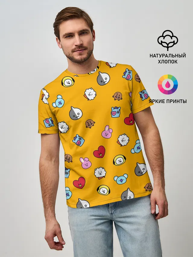 Мужская базовая футболка с принтом «BTS — BT21»
