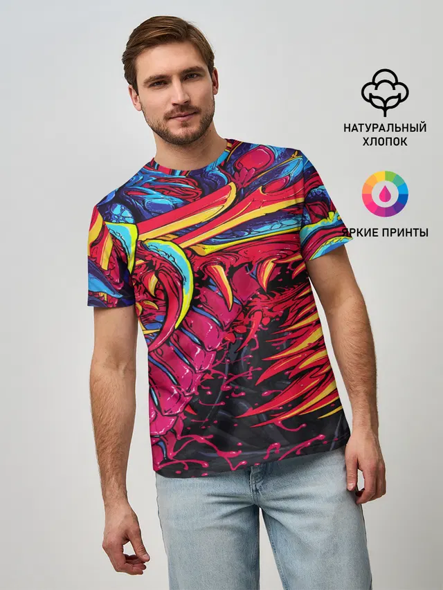 Мужская базовая футболка с принтом «Counter-Strike — CS GO hyper beast skin»