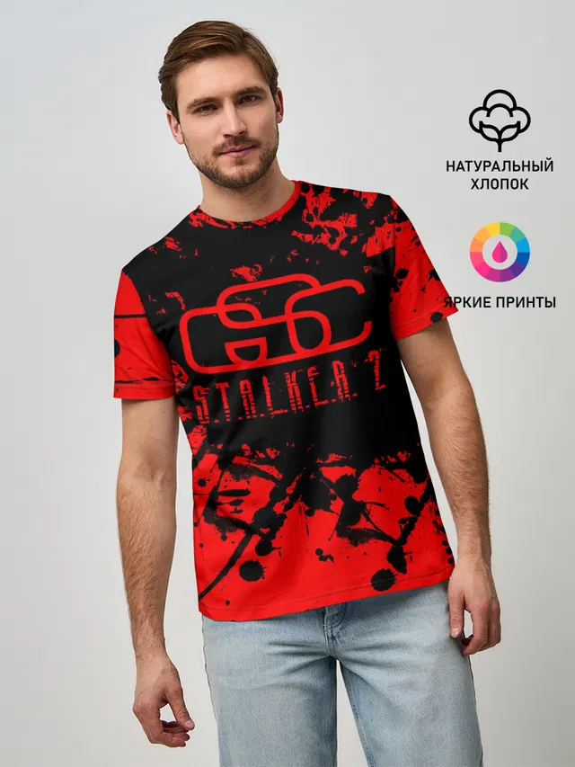 Мужская базовая футболка с принтом «Stalker — Stalker GSC red»