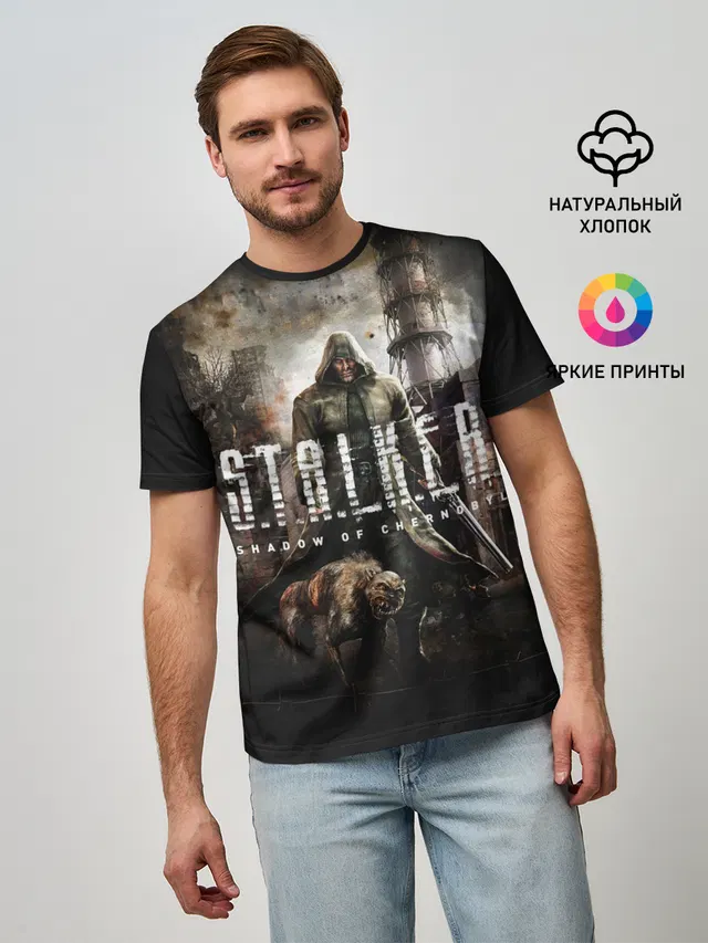 Мужская базовая футболка с принтом «Stalker»