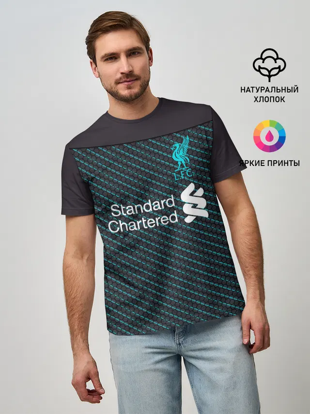 Мужская базовая футболка с принтом «Liverpool 19-20 home - форма.»