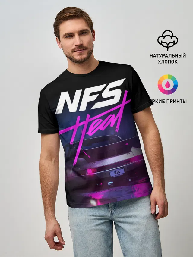 Мужская базовая футболка с принтом «NFS — Need For Speed Heat»