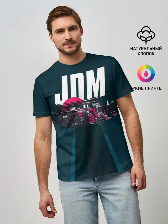 Мужская базовая футболка с принтом «Anime girl — JDM»