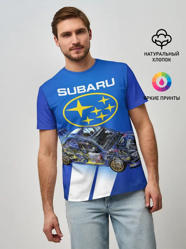 Мужская базовая футболка с принтом «Subaru»
