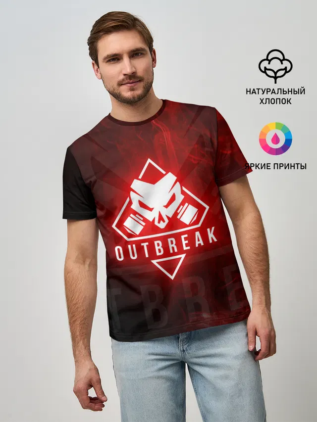 Мужская базовая футболка с принтом «Outbreak — RAINBOW SIX SIEGE OUTBREAK»