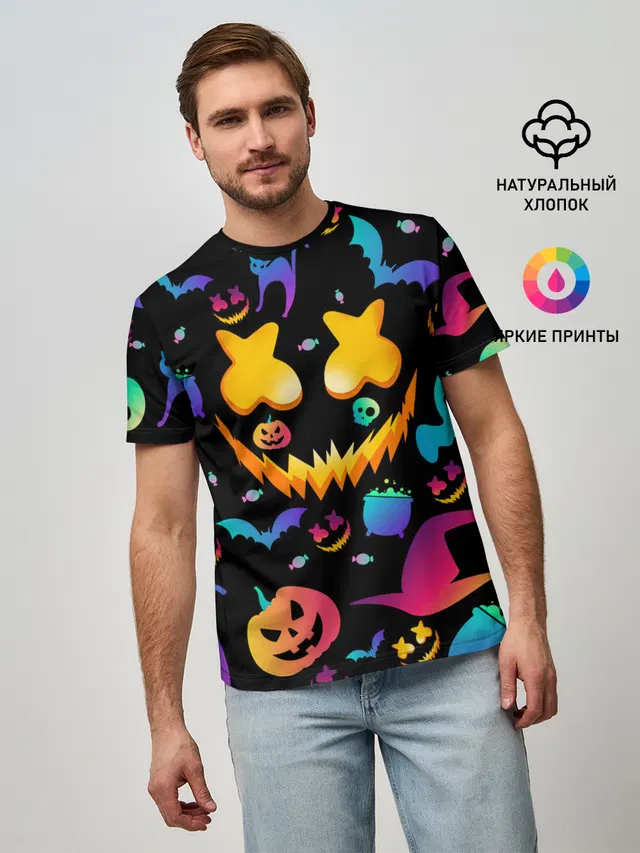 Мужская базовая футболка с принтом «Marshmello Halloween»