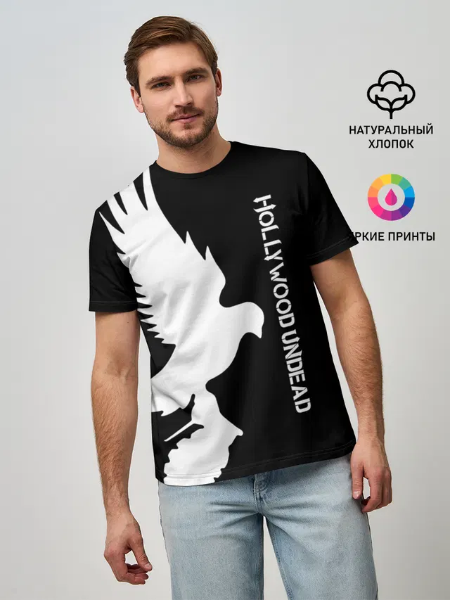 Мужская базовая футболка с принтом «Dove»