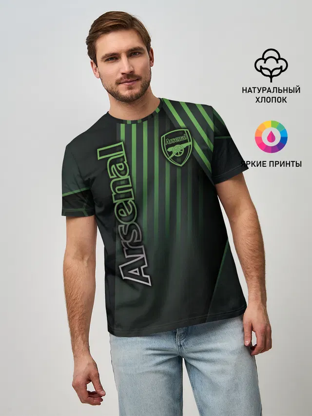 Мужская базовая футболка с принтом «Geometric patterns — Arsenal F.C.»