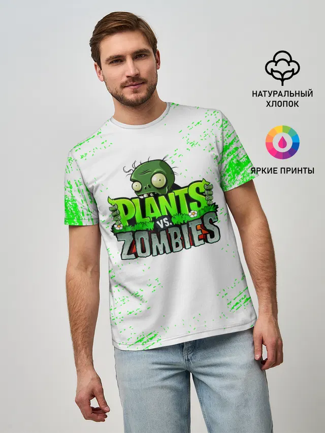 Мужская базовая футболка с принтом «PvZ»