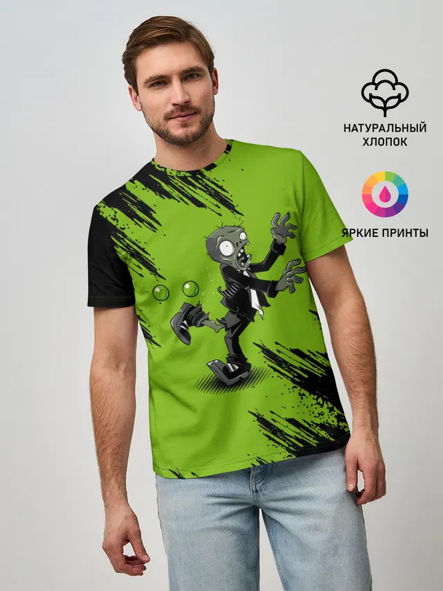 Мужская базовая футболка с принтом «Zombie»