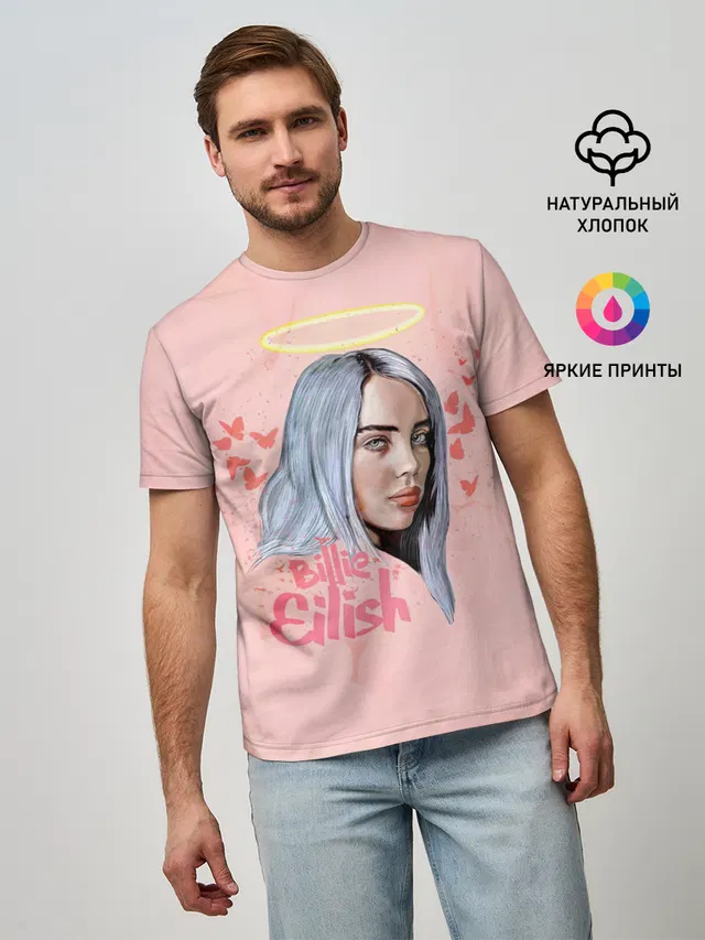 Мужская базовая футболка с принтом «Billie Eilish»