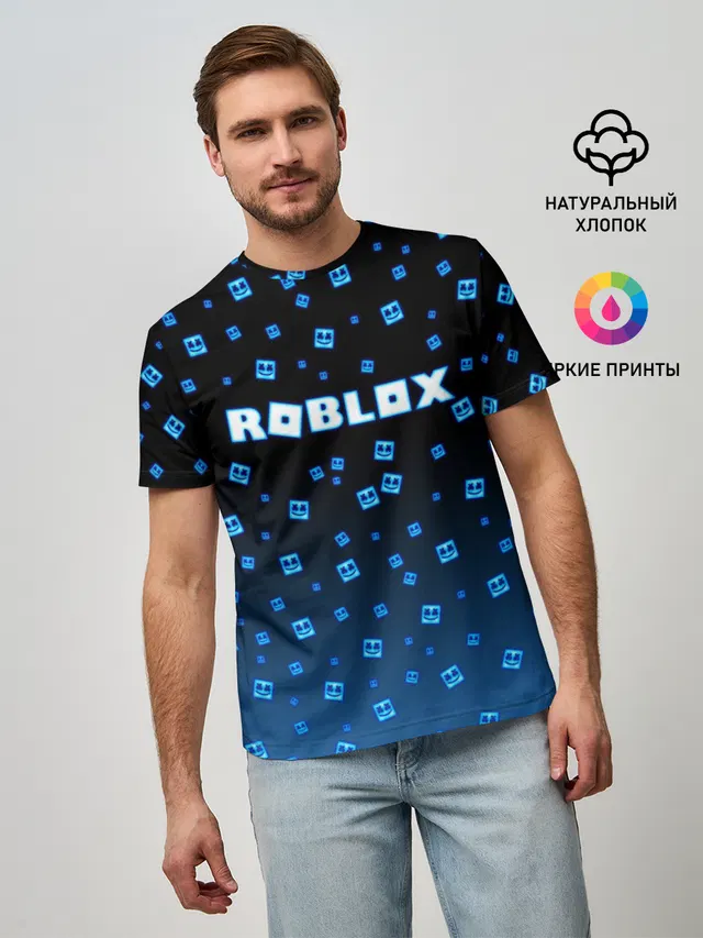 Мужская базовая футболка с принтом «Роблокс — Roblox X Marshmello»