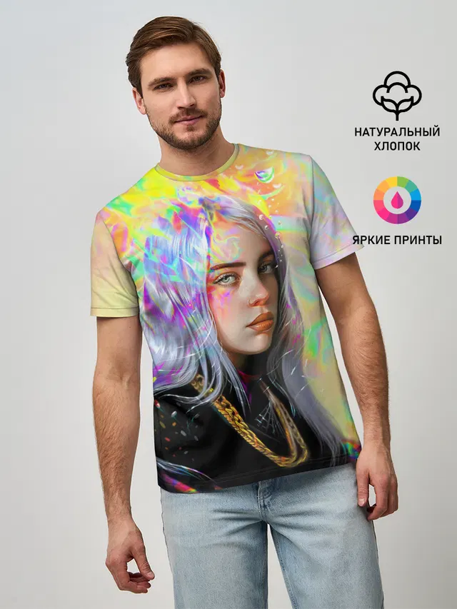Мужская базовая футболка с принтом «Billie Eilish»