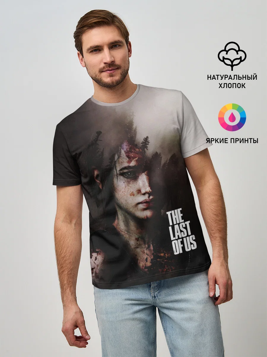 Мужская хлопковая футболка «Double Exposure» — принт крупно
